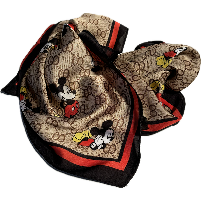 Apaszka satynowa z myszką miki beżowa