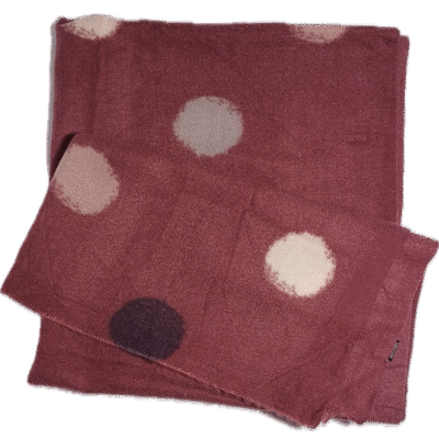 Szal szalik ciepły bordowy w kropki grochy nieregularne