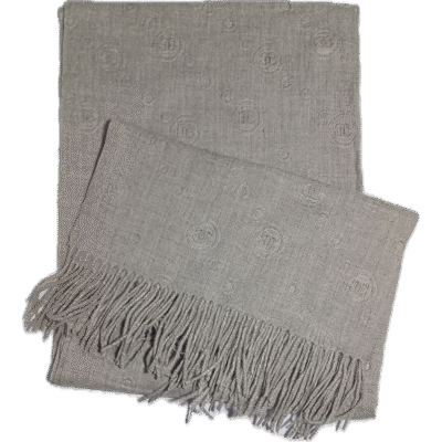 Szal szalik ciepły szary z frędzlami i wytłaczanym wzorem Szal szalik ciepły szary z frędzlami i wytłaczanym wzorem