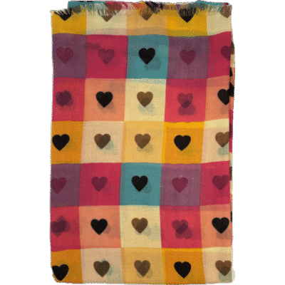 Szalik kolorowy w czarne serca