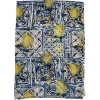 Apaszka azulejo cytryny niebieska żółta portugalska