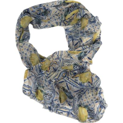 Apaszka azulejo cytryny niebieska żółta portugalska