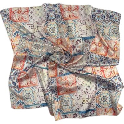 Szalik mozaika kafelki kolorowe patchwork cienki