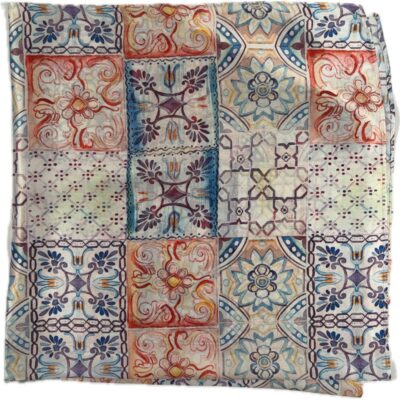 Szalik mozaika kafelki kolorowe patchwork cienki