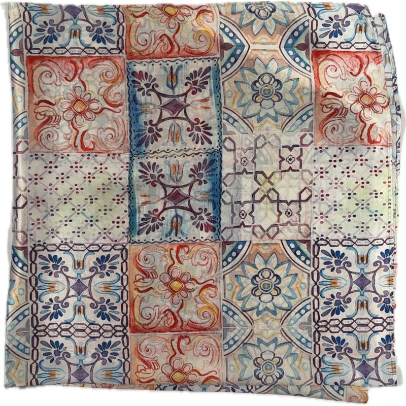 Szalik mozaika kafelki kolorowe patchwork cienki