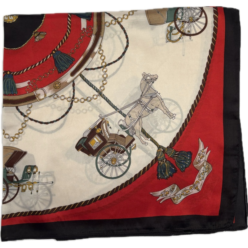 Apaszka karoce konie czerwona elegancka cienka