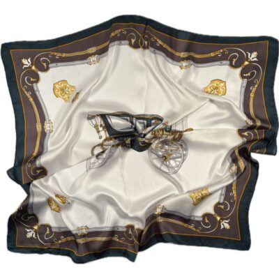 Apaszka złote łańcuchy brązowa beżowa luksusowa