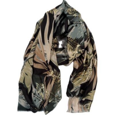 Szalik Cienki Beżowy Tropikalny – Złote Liście Monstery