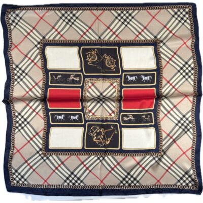 Apaszka vintage karoce konie beżowa kolorowa elegancka