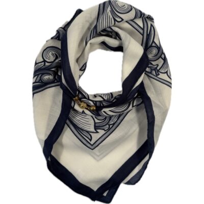 Apaszka kremowo-czarna w ornament gwiaździsty z magnesem