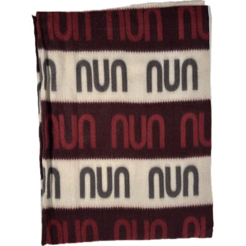 Szalik NUN bordowo-kremowy z logo paski uniwersalny