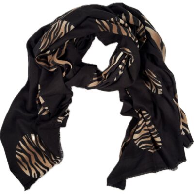 Szalik czarny zebra koła animal print lekki