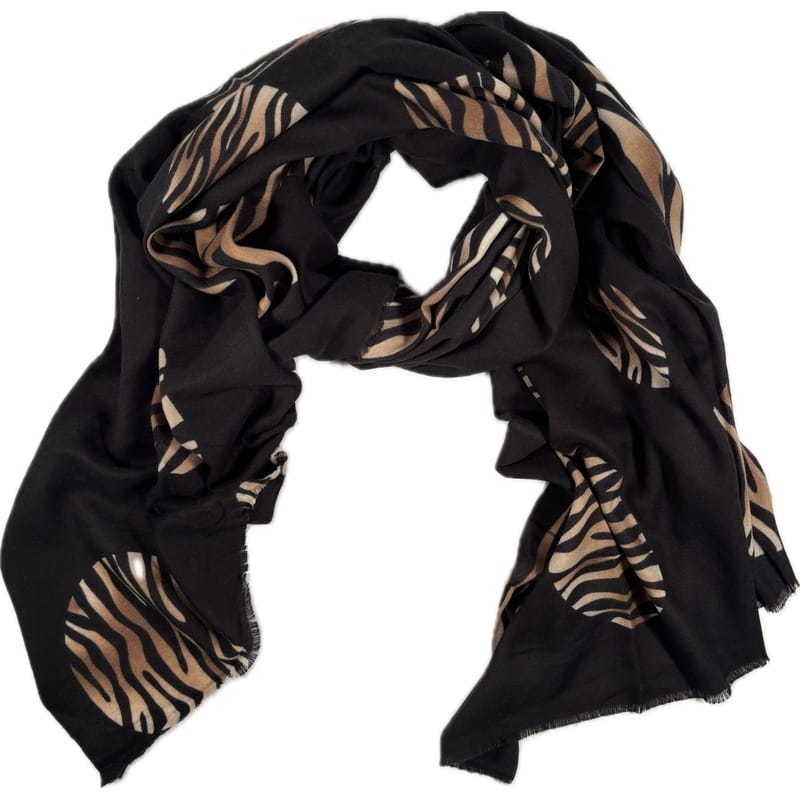Szalik czarny zebra koła animal print lekki