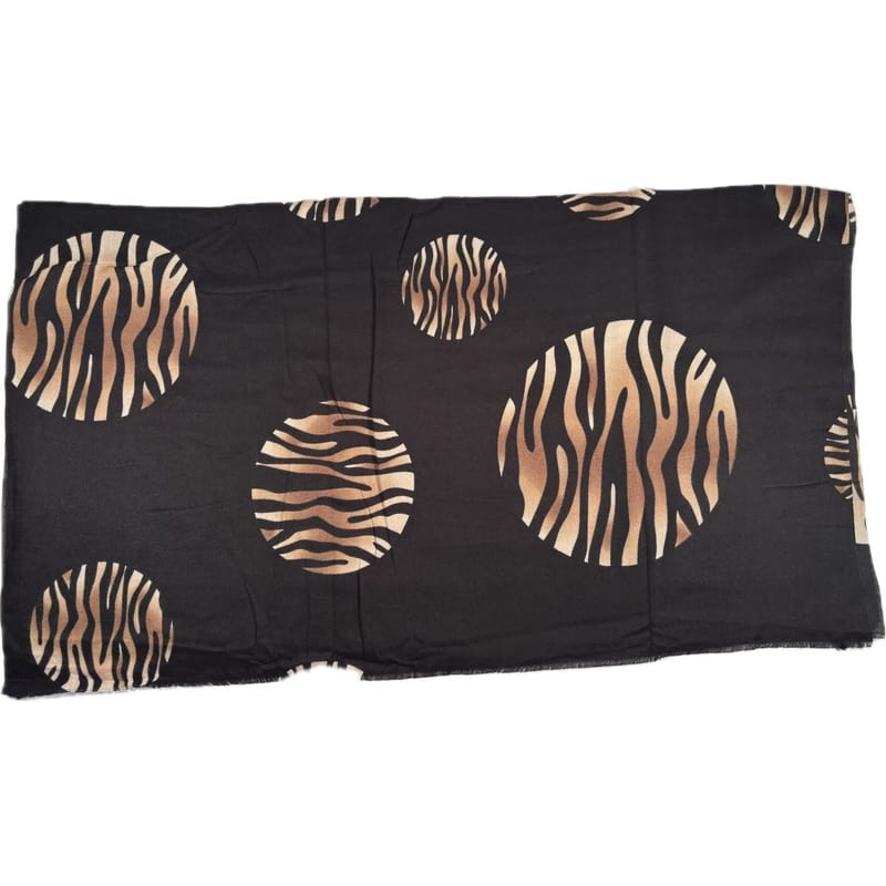 Szalik czarny zebra koła animal print lekki