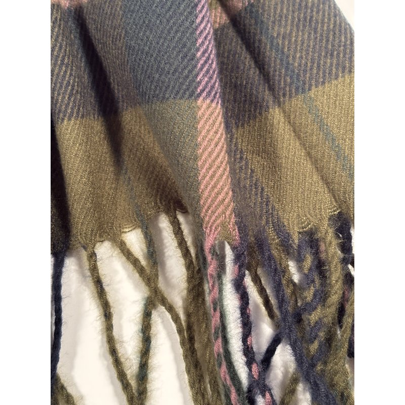 Szal Ciemny w Kratę Tartan. Turkusowy i Zielony