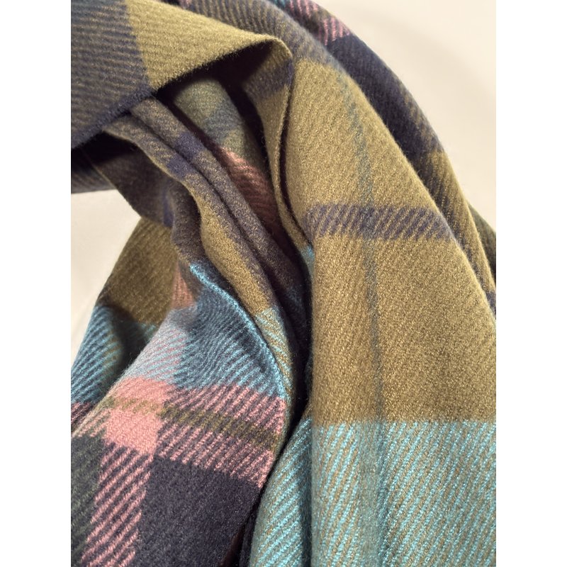 Szal Ciemny w Kratę Tartan. Turkusowy i Zielony