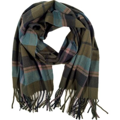 Szal Ciemny w Kratę Tartan. Turkusowy i Zielony