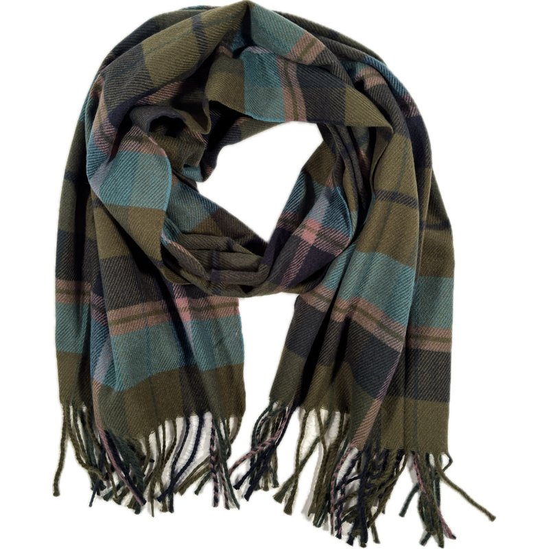 Szal Ciemny w Kratę Tartan. Turkusowy i Zielony