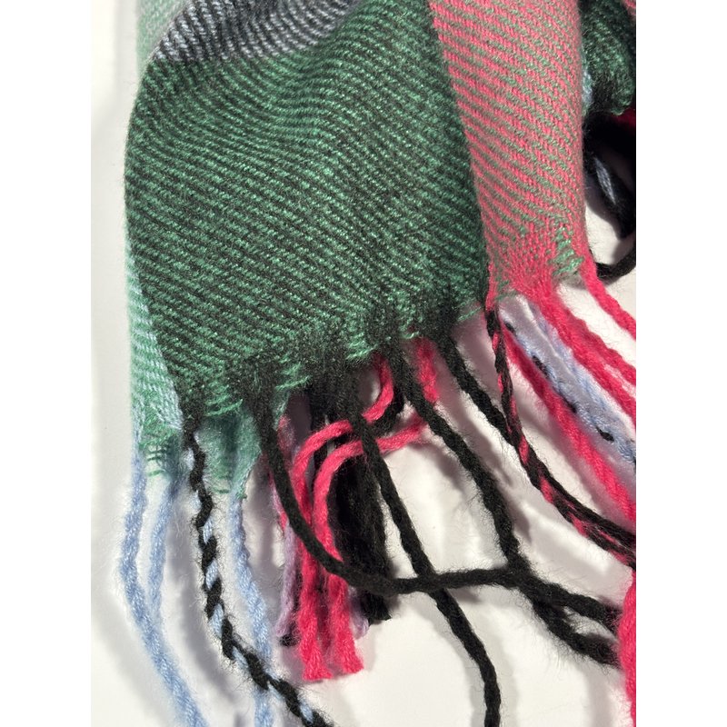 Szal Wiskoza Wielobarwny w Kratę Madras. Kolorowy Różowy i Niebieski