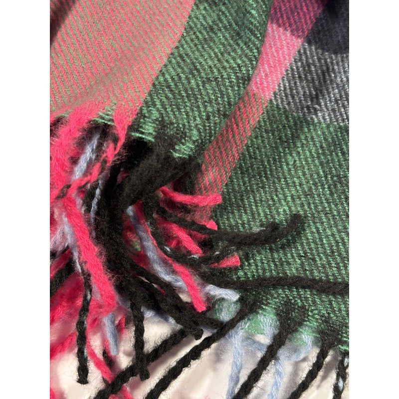 Szal Wiskoza Wielobarwny w Kratę Madras. Kolorowy Różowy i Niebieski