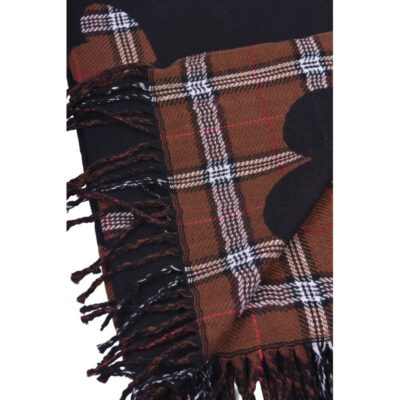 Czarny Szalik w Kratę i Serca – Wełna 30%