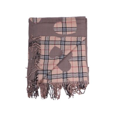 Szalik Brązowy w Kratę i Serca – Ciepły i Miękki