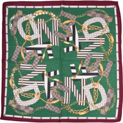 Apaszka damska zielona w litery