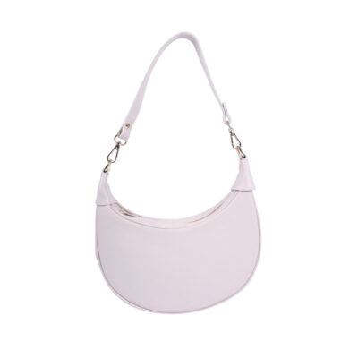 Laura Biaggi Torebka Latte Beż Półksiężyc Skóra Naturalna – Rogal na Ramię