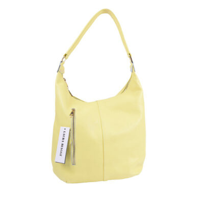 Żółta Torebka Laura Biaggi Skóra Naturalna – Włoski Worek na Ramię