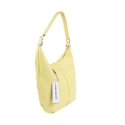 Żółta Torebka Laura Biaggi Skóra Naturalna – Włoski Worek na Ramię