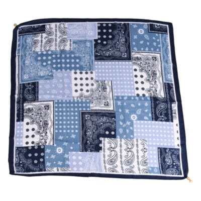 Apaszka damska z magnesem niebieska we wzór patchwork